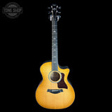 Full front of Taylor 614ce Prototype Next Generation Maple/Torrefied Sitka.
