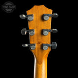 Back of headstock of Taylor 614ce Prototype Next Generation Maple/Torrefied Sitka.