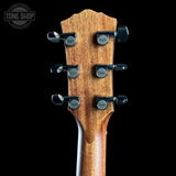 Back of headstock of Taylor Gold Label 514e Prototype Mahogany/Torrefied Sitka.