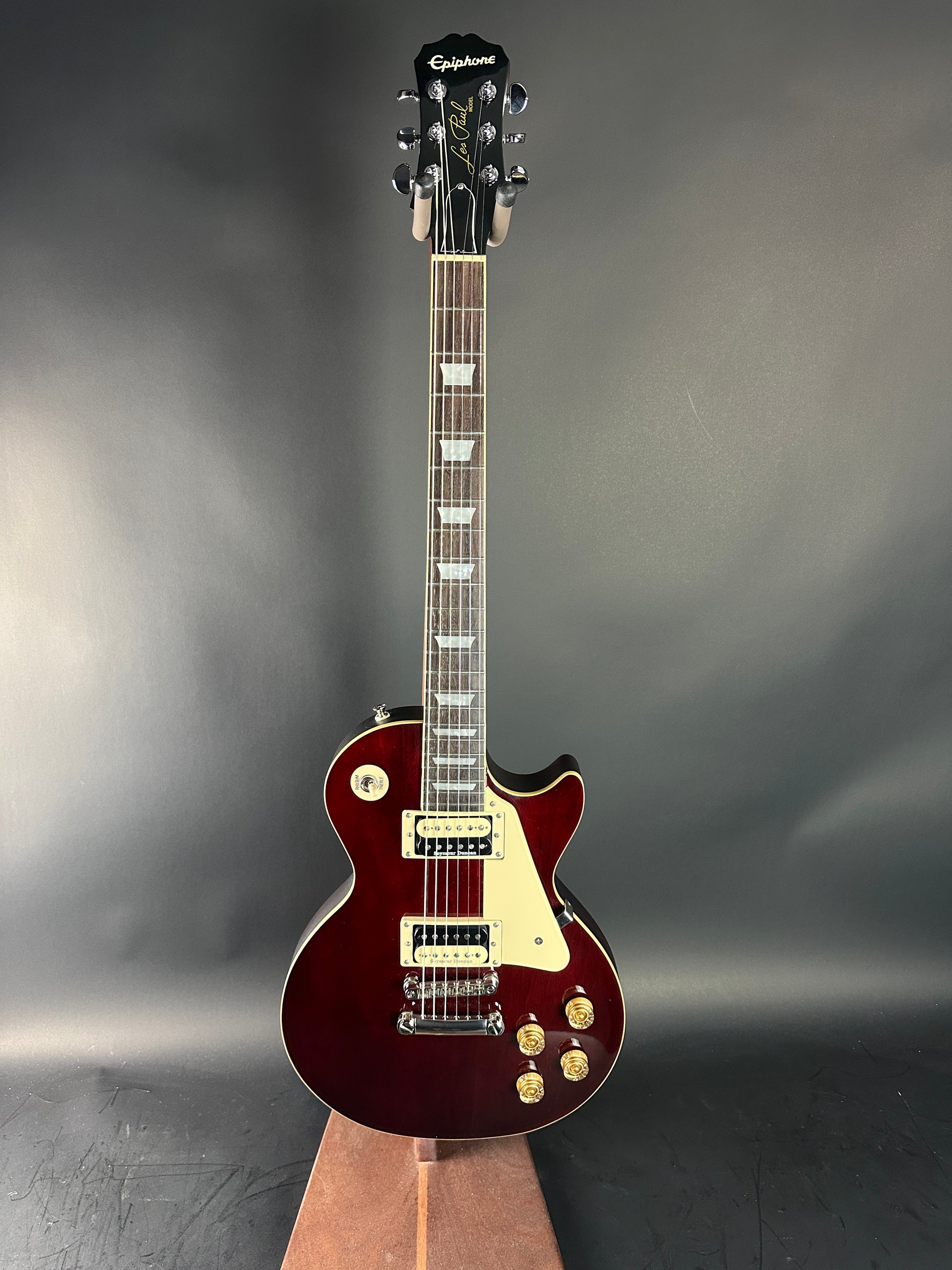 Full front of Used Epiphone Les Paul Std Wine.