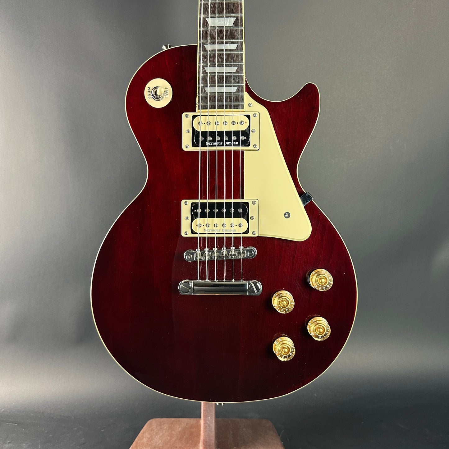 Front of Used Epiphone Les Paul Std Wine.