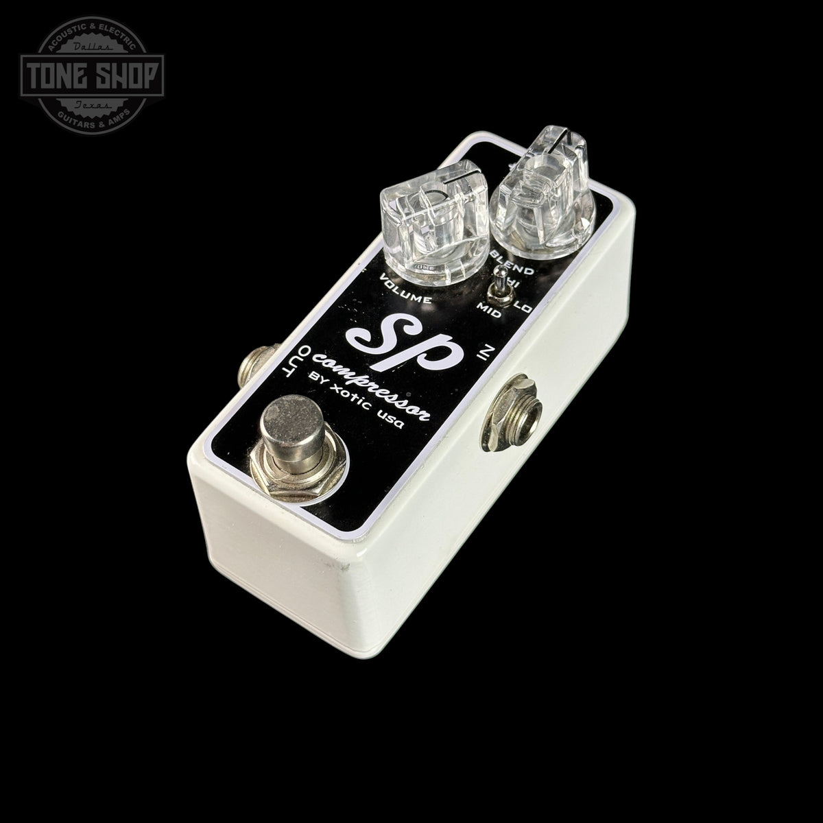 A white and black Ayreton Spire guitar effects pedal with clear knobs and a silver footswitch, shown on a solid black background.