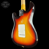 Electric guitar body with a sunburst finish on a black background, featuring the Tone Shop logo.