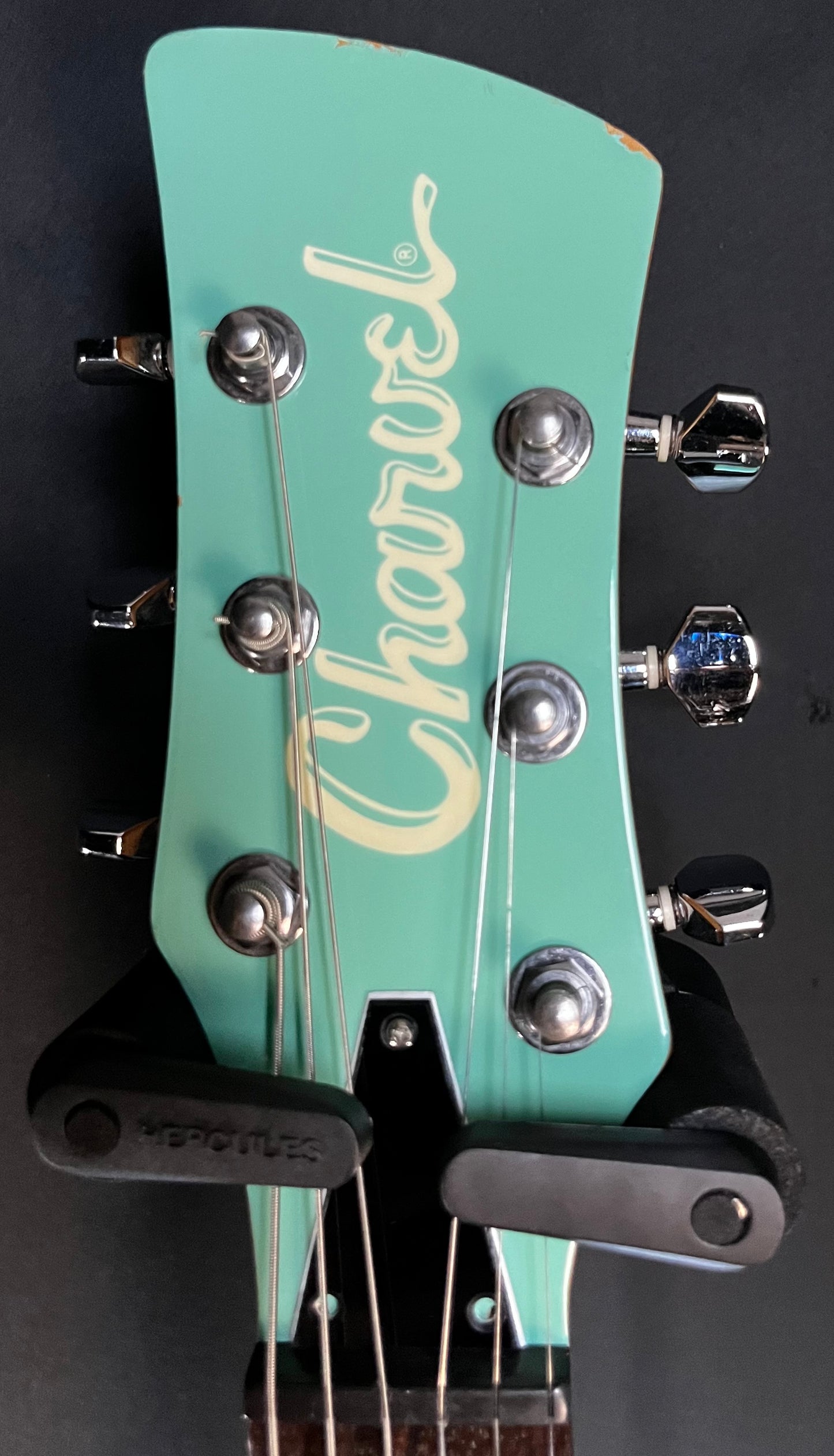 Headstock of Used 2005 Charvel Surfcaster HSS Surf Green Made in Japan TFW174