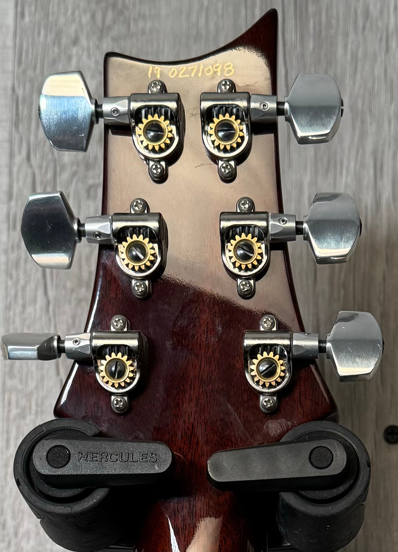 Back of hheadstock of Used 2019 PRS McCarty 594 Semi-Hollow Pattern Vintage Copper Head w/case TSS3691