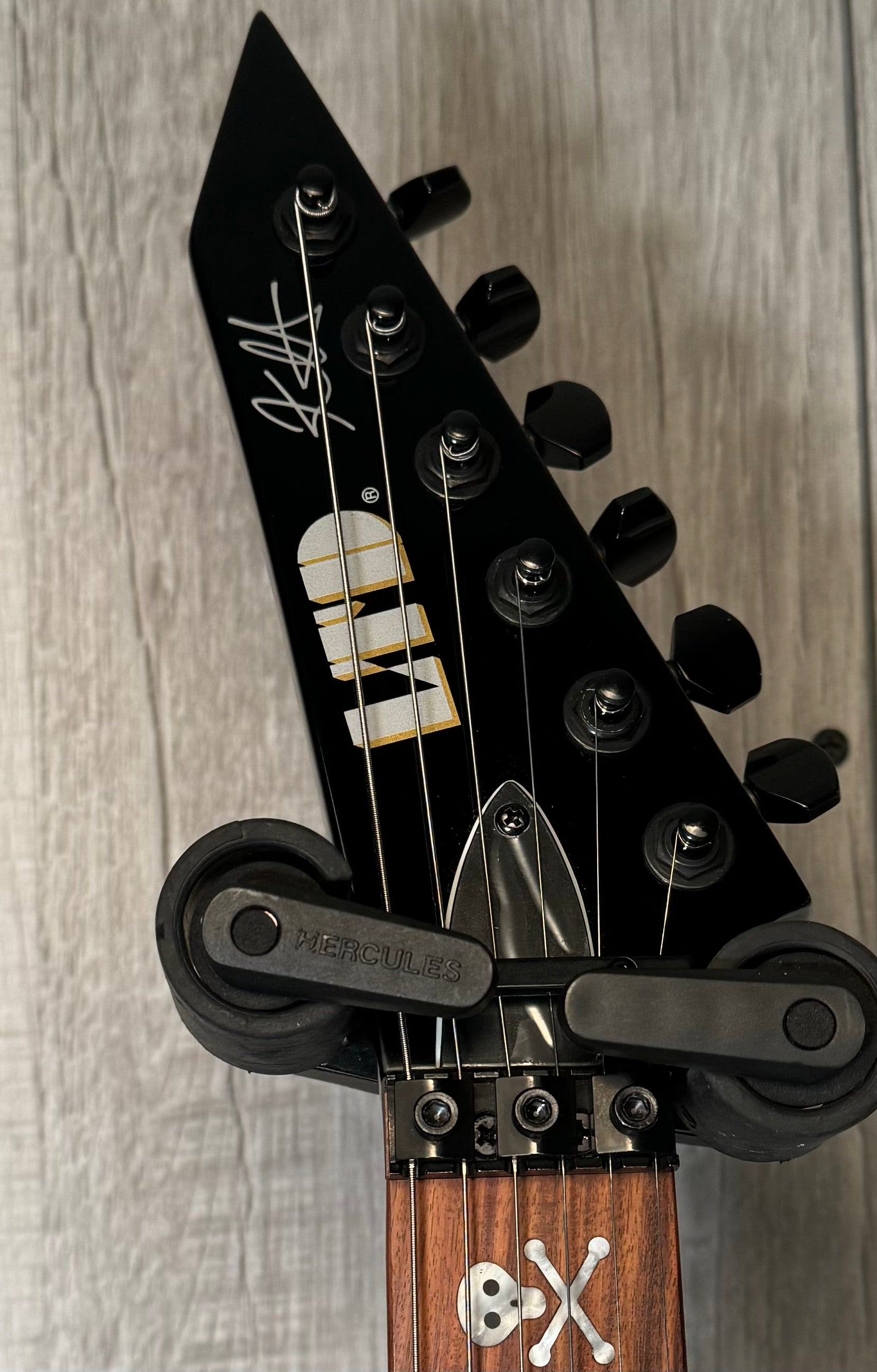 Headstock of Used ESP LTD Kirk Hammett KH-602 Black w/case TSS3685