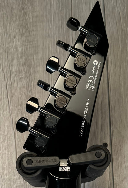 Back of headstock of Used ESP LTD Kirk Hammett KH-602 Black w/case TSS3685