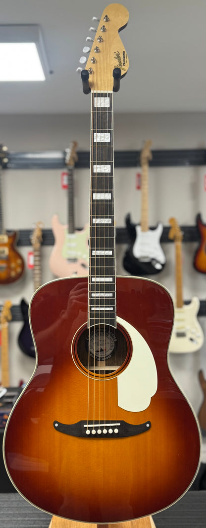 Full front of Used Fender California Vintage Series Palomino Sunburst w/case TSS6206