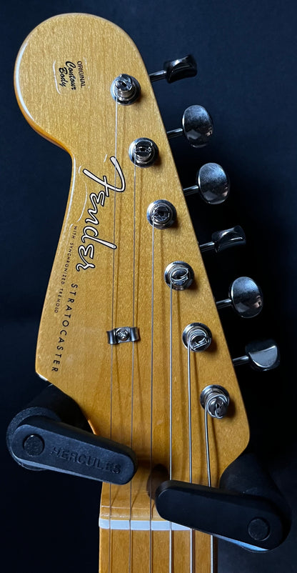 Headstock of Used 2023 Fender American Vintage II 1957 Stratocaster Left Handed Seafoam Green w/case TFW177