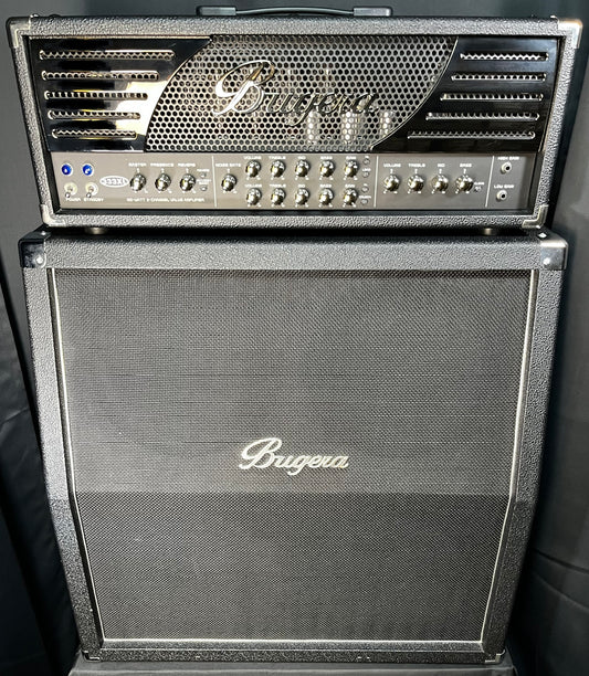 Front of Used Bugera 333XL Infinium 120 Watt 3-Channel Amp & Bugera 4X10 Speaker Cab 1/2 Stack TFW183
