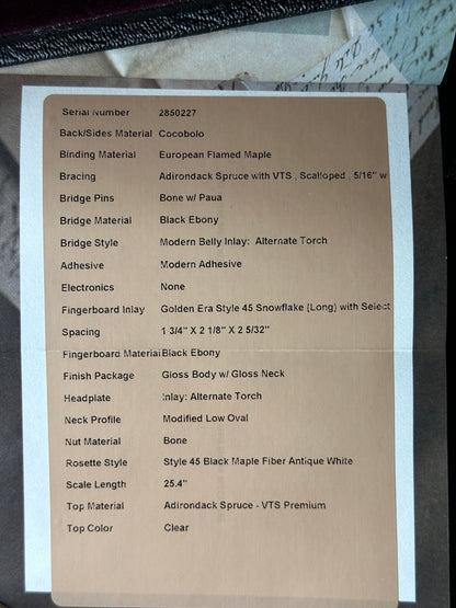Product specification sheet on a textured surface