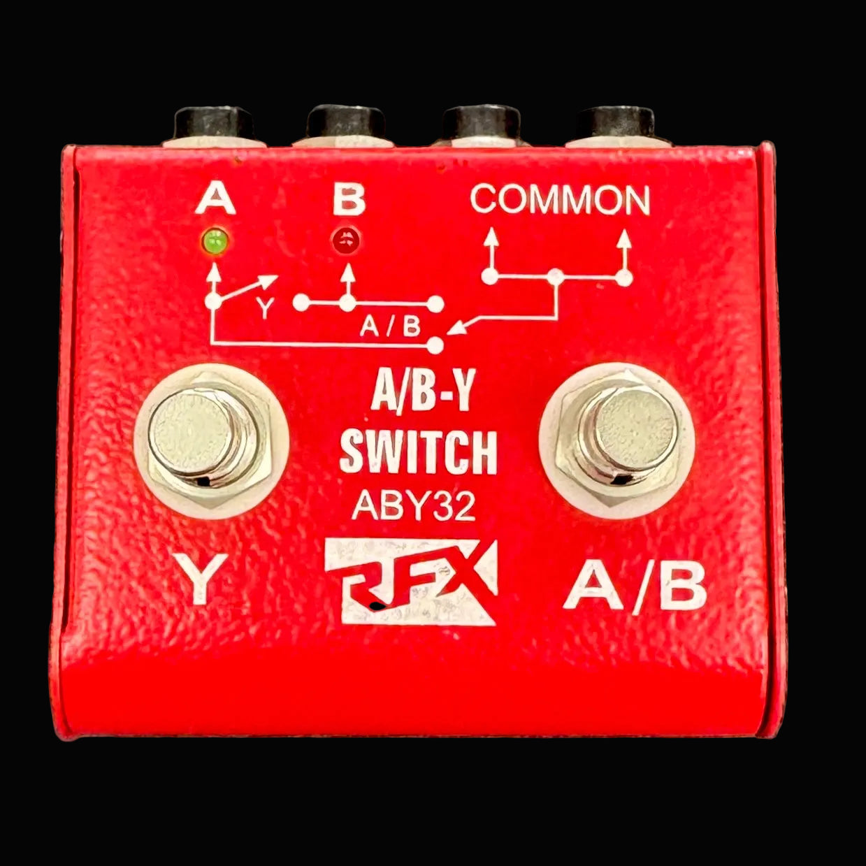 Red A/B-Y switch pedal with 'RFX' branding on a dark background