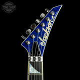 Headstock of Used Jackson SL2H Trans Blue.