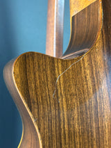 Wooden surface with a scratch and reflection