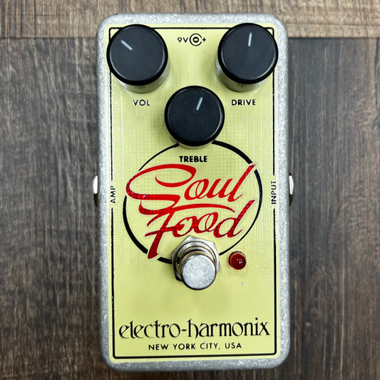 Top of Used EHX Electro-Harmonix Soul Food Transparent Overdrive Pedal TFW195