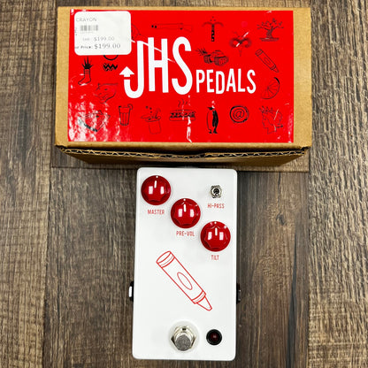 Top of w/box of Used JHS Pedals The Crayon British Voiced Preamp Distortion Fuzz Pedal w/Box TFW202