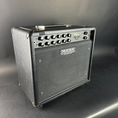 Guitar amplifier with Mesa Boogie logo on a gray background