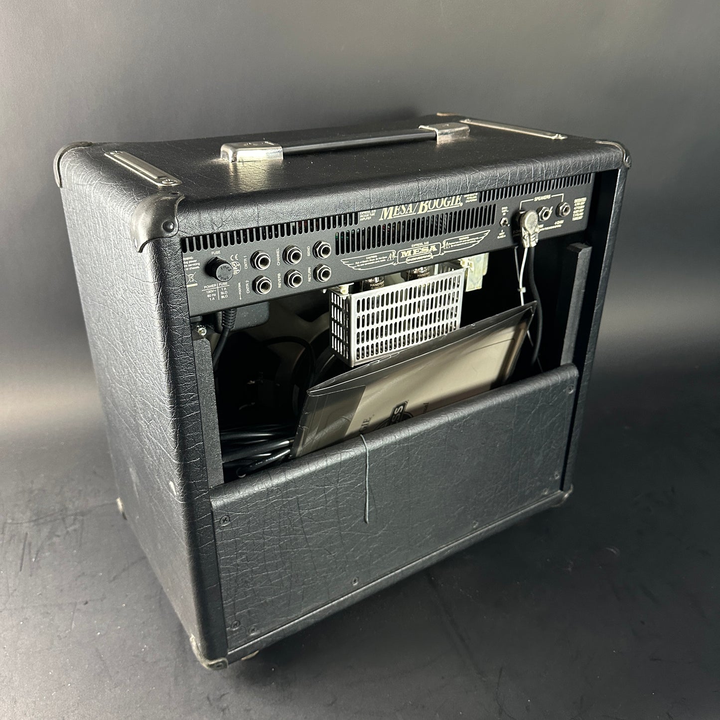 Guitar amplifier on a gray background