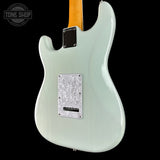 Back angle of Used 2020 Fender Kenny Wayne Shephard Strat Trans Faded Sonic Blue.