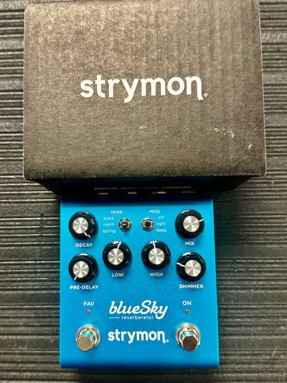 Strymon blueSky reverb effects pedal on a textured surface