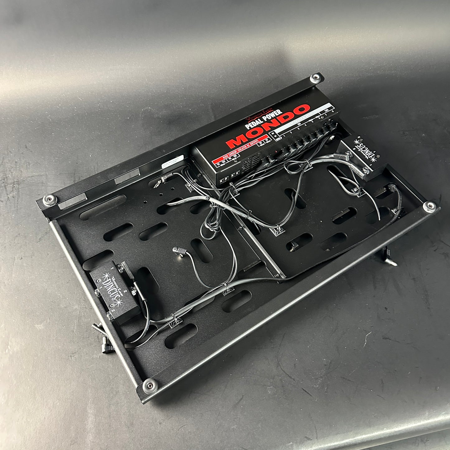 Electrical panel with wiring on a metallic surface