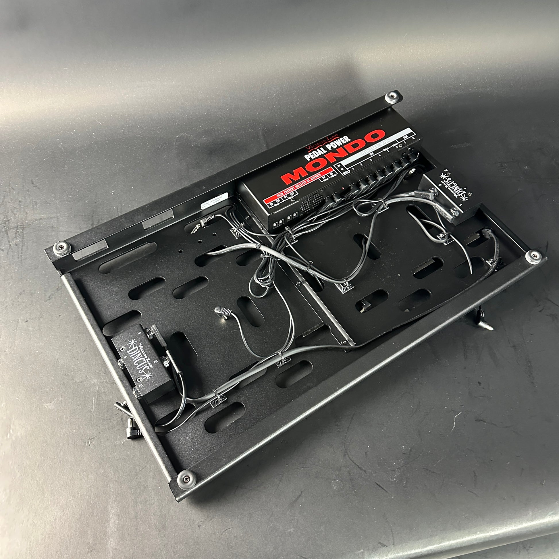 Electrical panel with wiring on a metallic surface