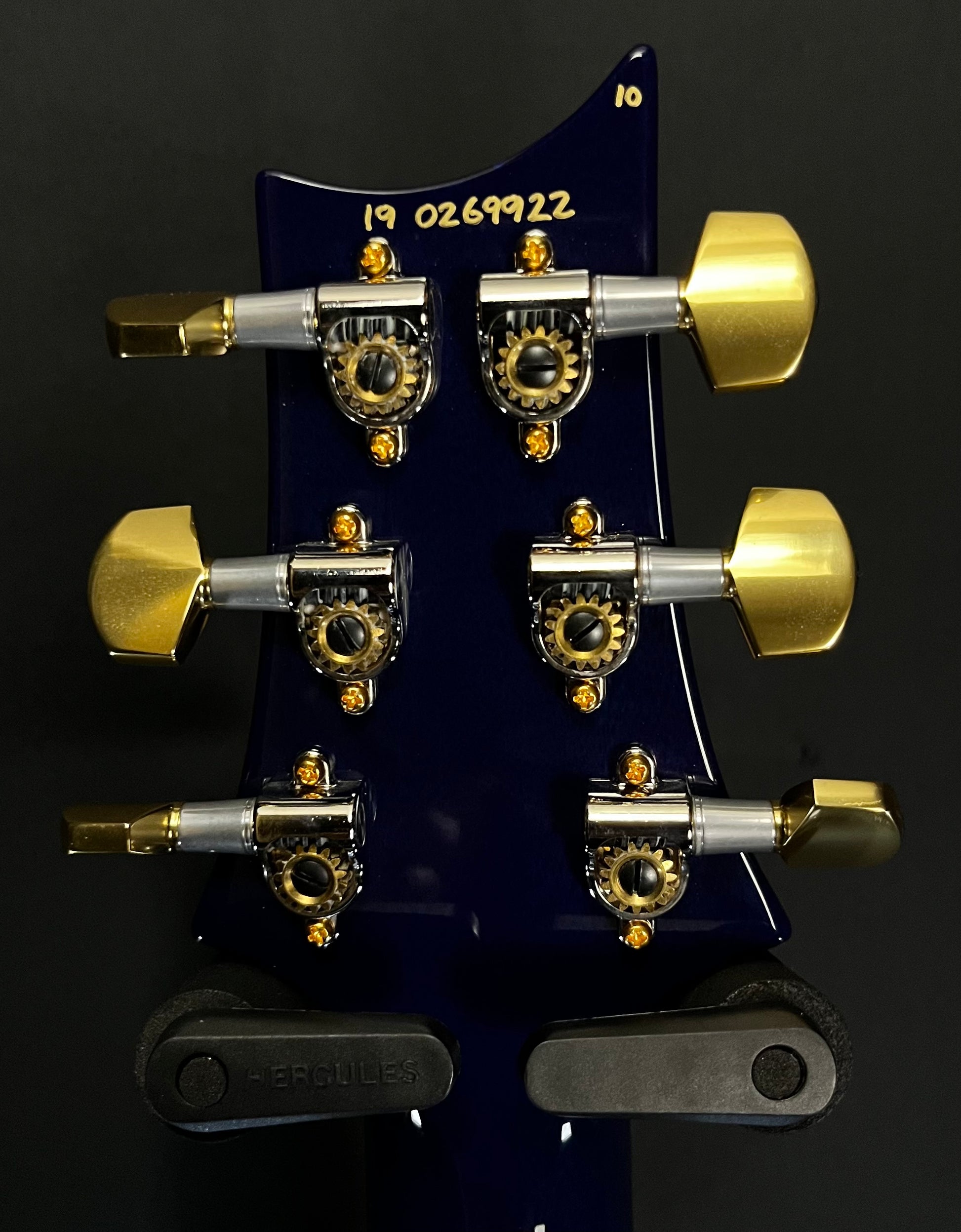 Back of headstock of Used 2019 PRS Paul Reed Smith Custom 24 10 Top Violet Burst w/Case TFW222