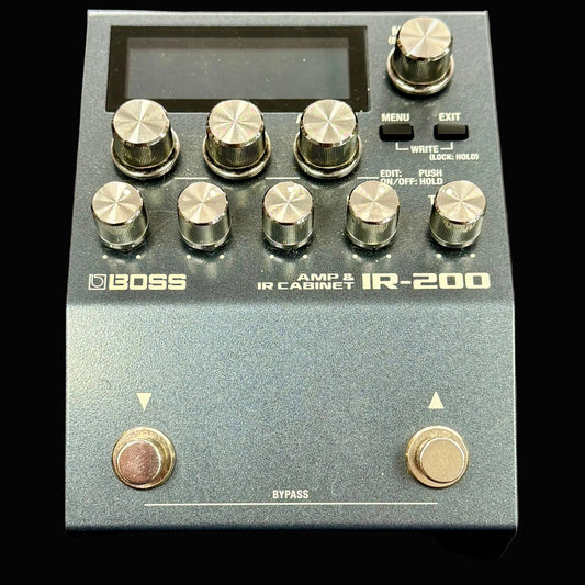 Boss IR-200 guitar effects processor with multiple knobs on a gray background