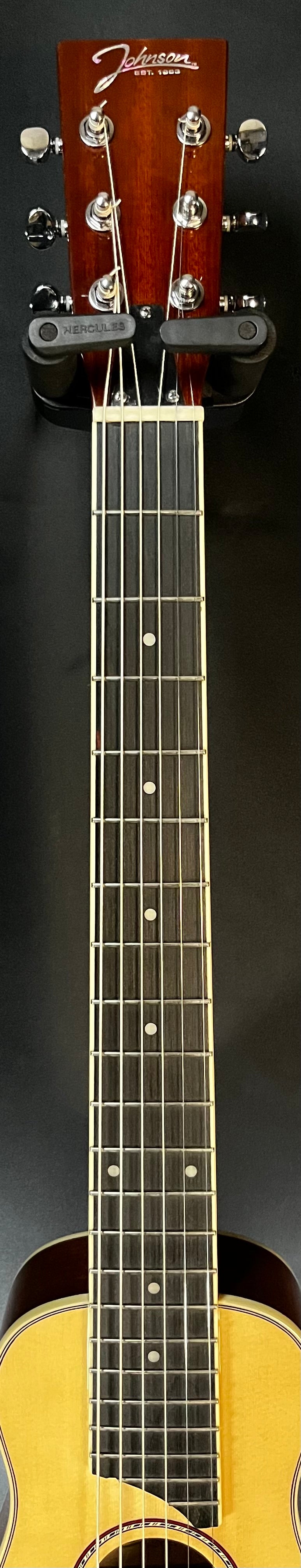 Neck of Used Johnson JG-TR3 Trailblazer Travel Acoustic Guitar TFW237
