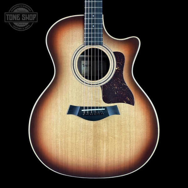Taylor 414ce Studio Prototype Acoustic guitar with a sunburst finish on a black background, featuring the Tone Shop logo.