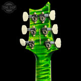 Back of headstock of PRS Select Wood Library McCarty Trem 10 Top Emerald.