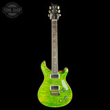 Full front of PRS Select Wood Library McCarty Trem 10 Top Emerald.