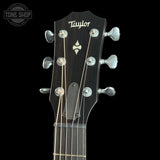 Taylor Builder's Edition 514ce Prototype Taylor guitar headstock with tuning pegs on a black background