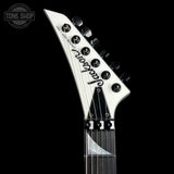 Headstock of Jackson Custom Shop USA Special Edition Soloist Snow White.