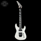 Full front of Jackson Custom Shop USA Special Edition Soloist Snow White.