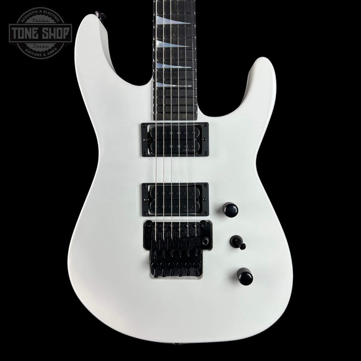 Front of Jackson Custom Shop USA Special Edition Soloist Snow White.