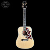 Full front of Gibson Hummingbird Custom Koa Antique Natural.