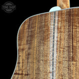 Back angle of Gibson Hummingbird Custom Koa Antique Natural.
