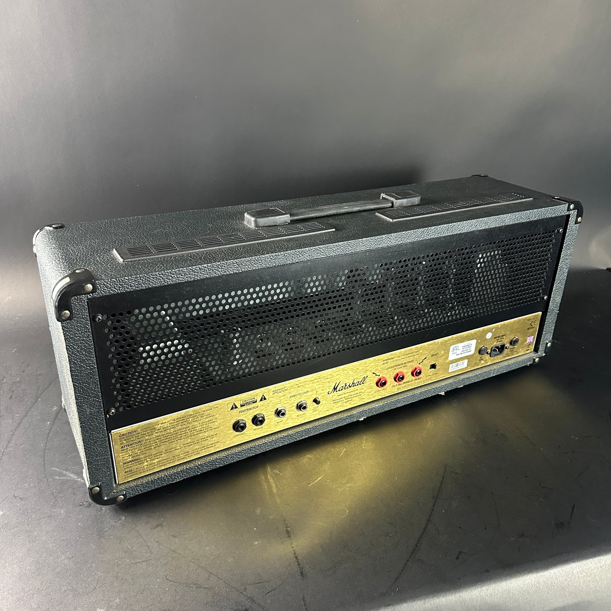 Back angle of Used Marshall 2009 JCM2000 Dual Super Lead Head.