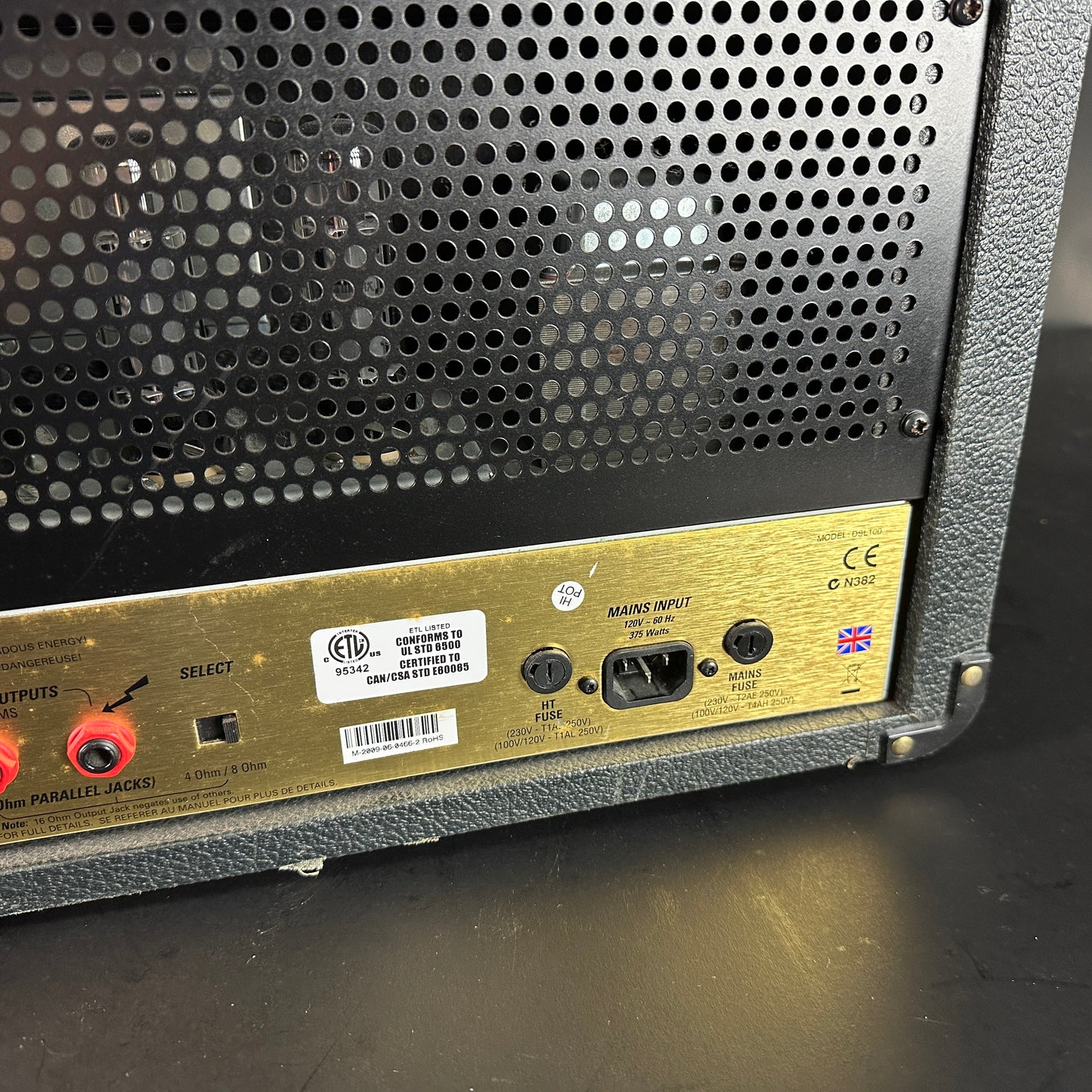 Back panel of Used Marshall 2009 JCM2000 Dual Super Lead Head.