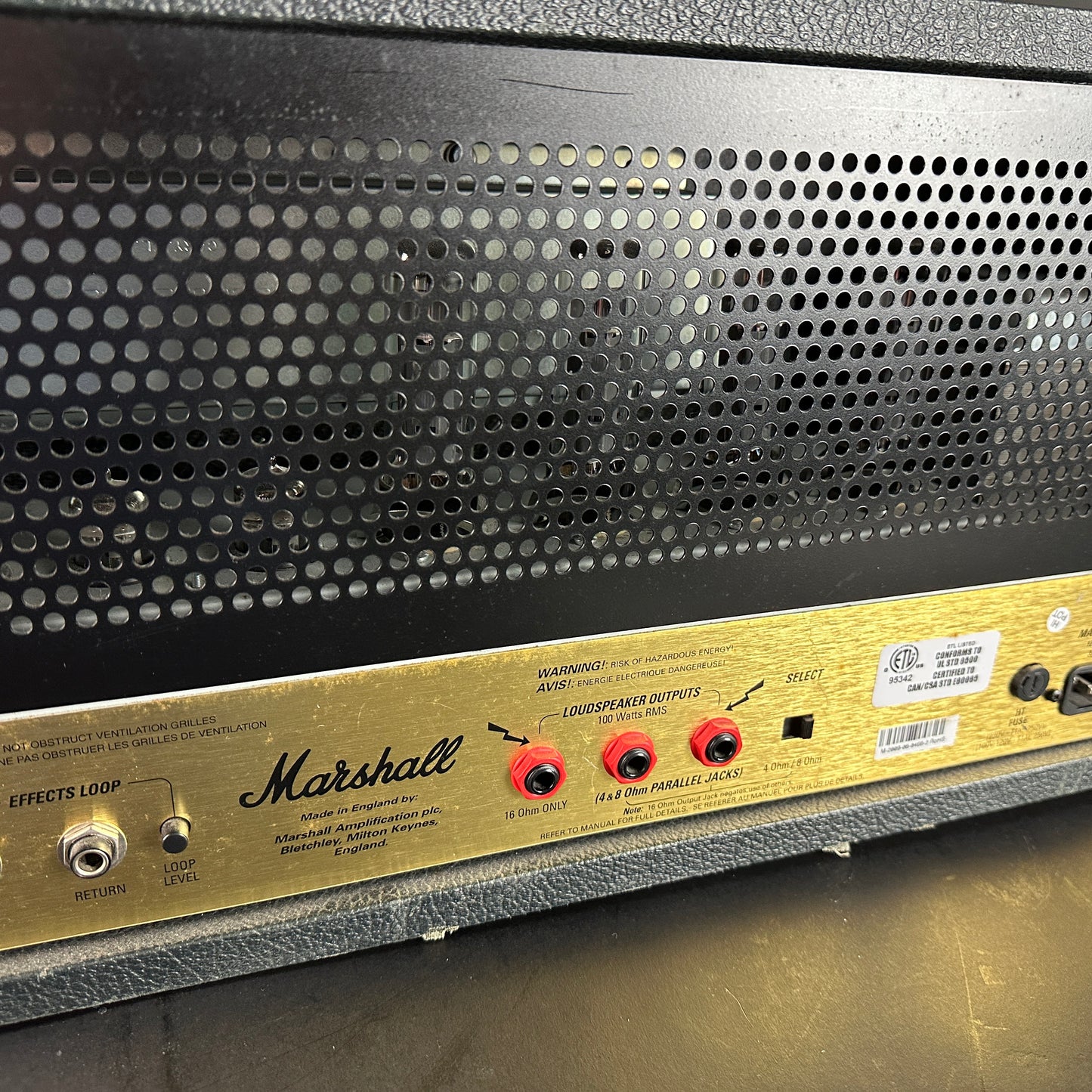 Back panel of Used Marshall 2009 JCM2000 Dual Super Lead Head.