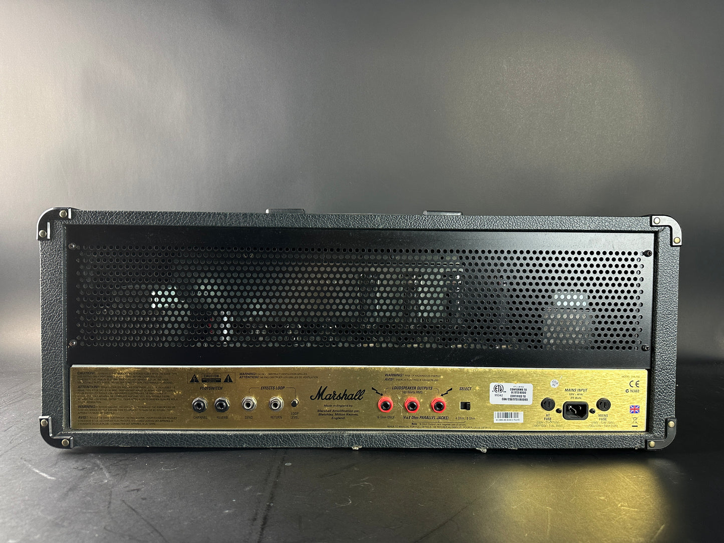 Back of Used Marshall 2009 JCM2000 Dual Super Lead Head.