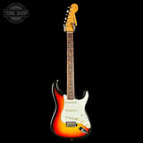 Electric guitar with a sunburst finish on a black background, featuring the Tone Shop logo.