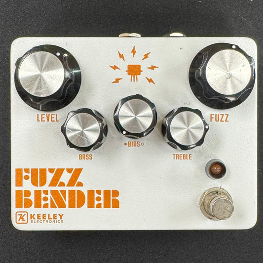Keeley Electronics Fuzz Bender guitar effects pedal with control knobs and branding.