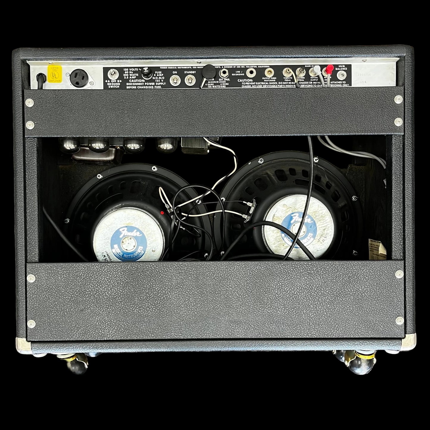 Back of Used 1979 Fender Silverface Twin Reverb (135W Ultralinear) TFW2854