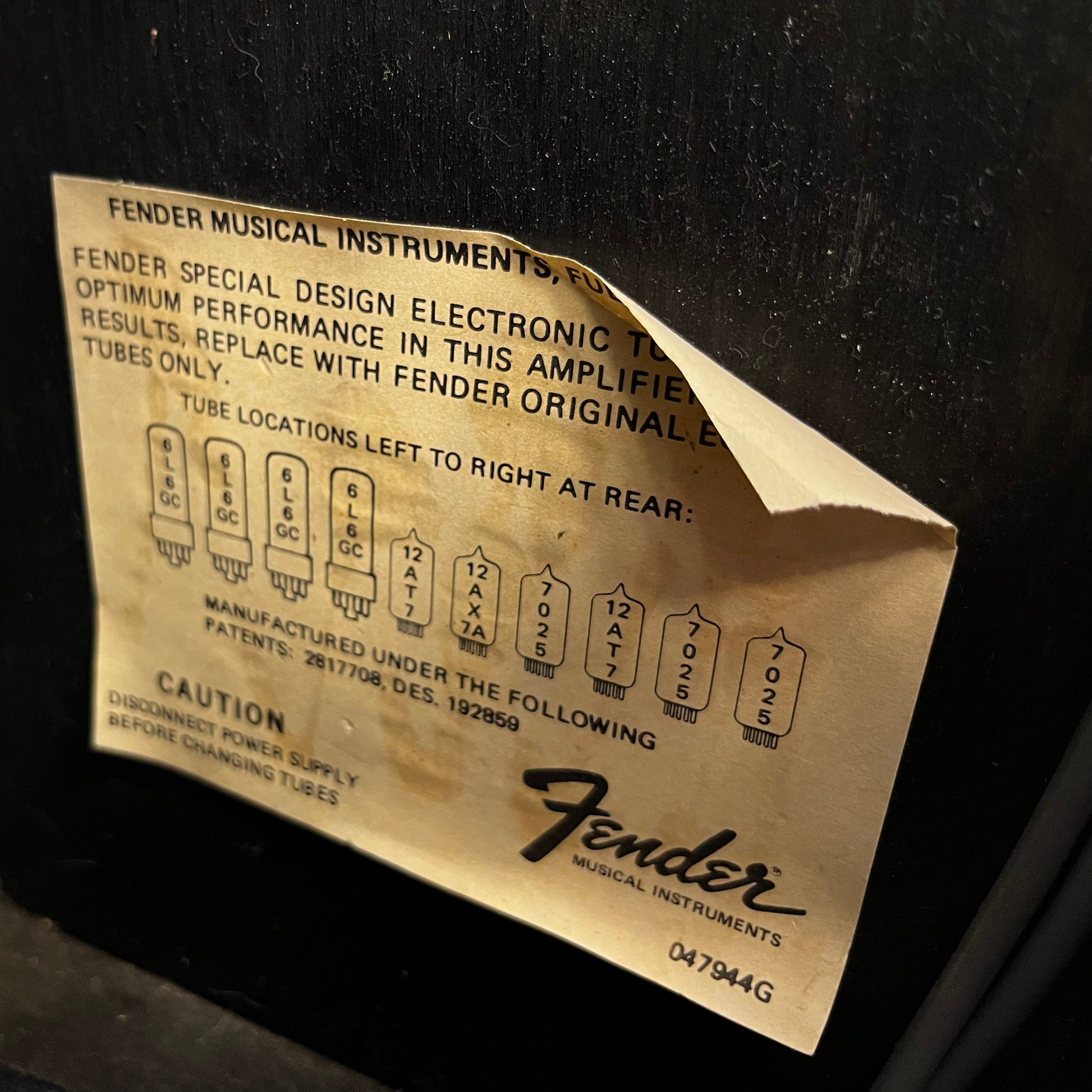 Tube chart of Used 1979 Fender Silverface Twin Reverb (135W Ultralinear) TFW2854