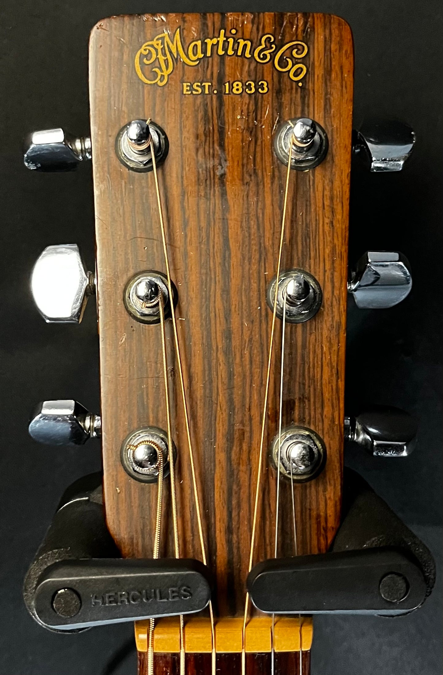Headstock of Used Vintage 1979 Martin D-19 Walnut Stained Spruce Top w/case TFW258