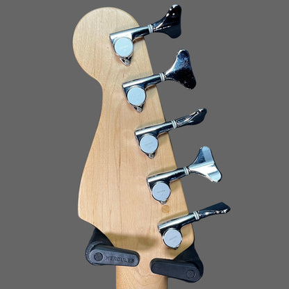 Back of headstock of Used 2008 Fender Standard Jazz Bass V Black TFW2710