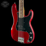 Front angle of Used 2018 Fender Nate Mendel Precision Bass Candy Apple Red.