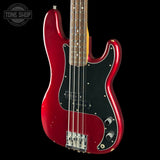 Front angle of Used 2018 Fender Nate Mendel Precision Bass Candy Apple Red.